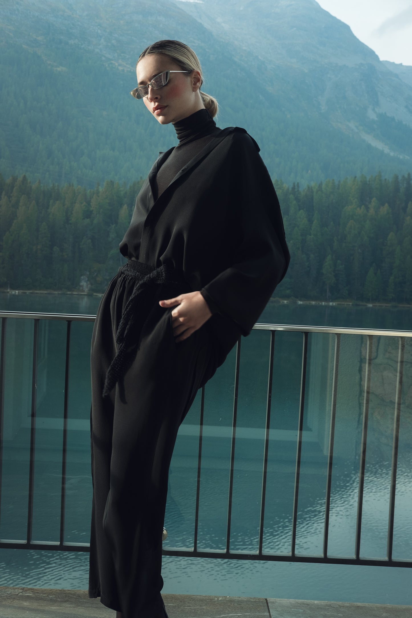 Black silk shirt